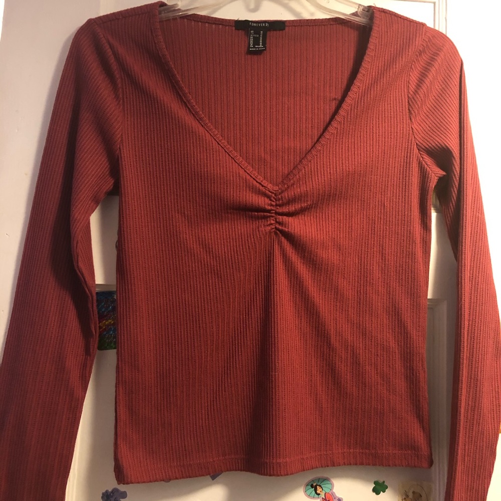 cute reddish pink long sleeve top